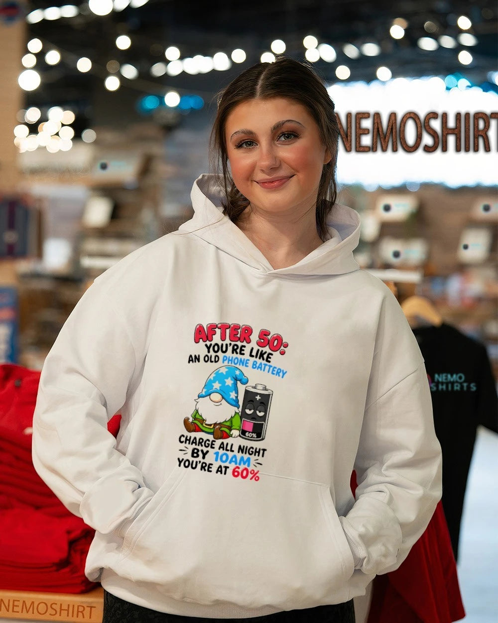 After 50 You're Like an Old Phone Battery Gnome - Adult & Kids T-Shirts, Sweatshirts & Hoodies apparel design preview 5