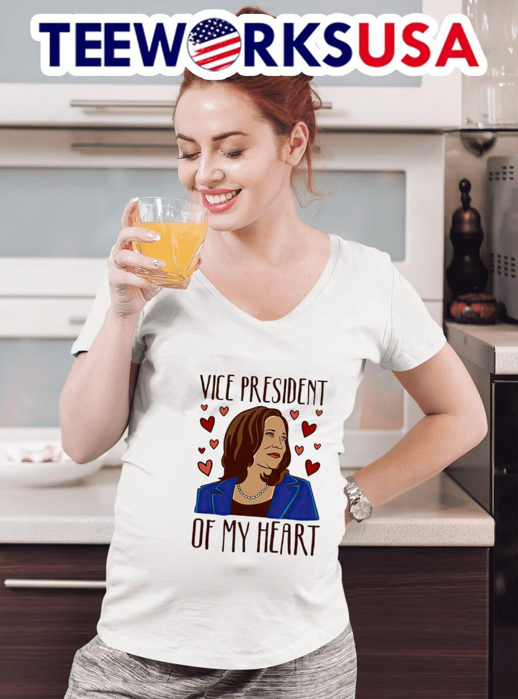 Kamala Harris vice president of my heart cartoon - Adult & Kids T-Shirts, Sweatshirts & Hoodies apparel design preview 4