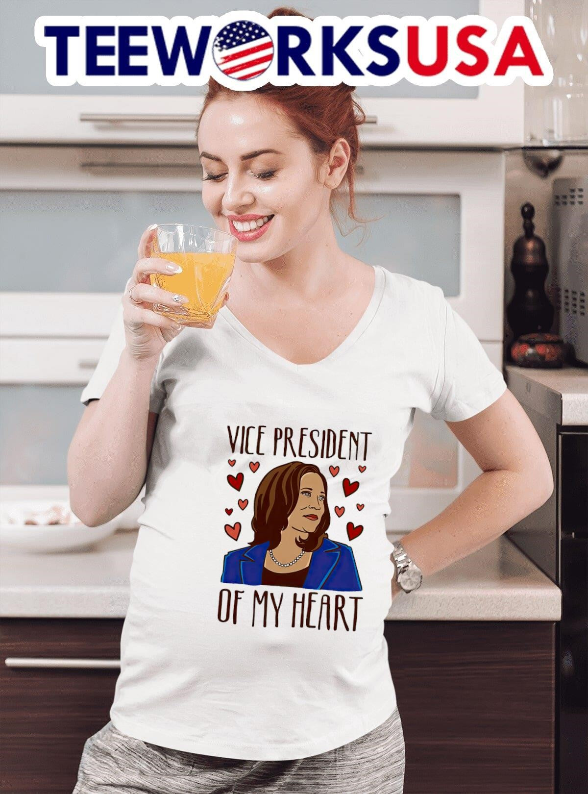 Kamala Harris vice president of my heart cartoon - Adult & Kids T-Shirts, Sweatshirts & Hoodies apparel design preview 4