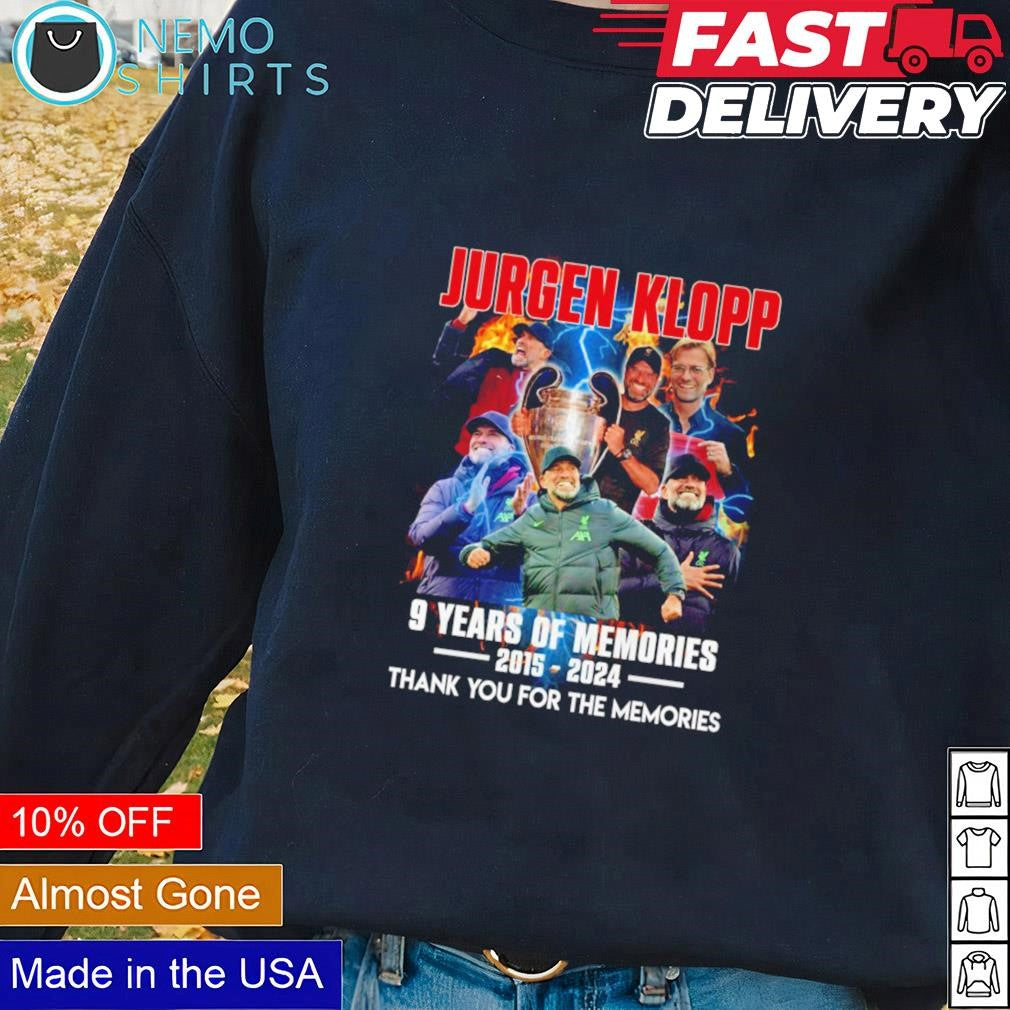 Jurgen Klopp Liverpool FC 9 years of memories 2015 - Adult & Kids T-Shirts, Sweatshirts & Hoodies apparel design preview 2