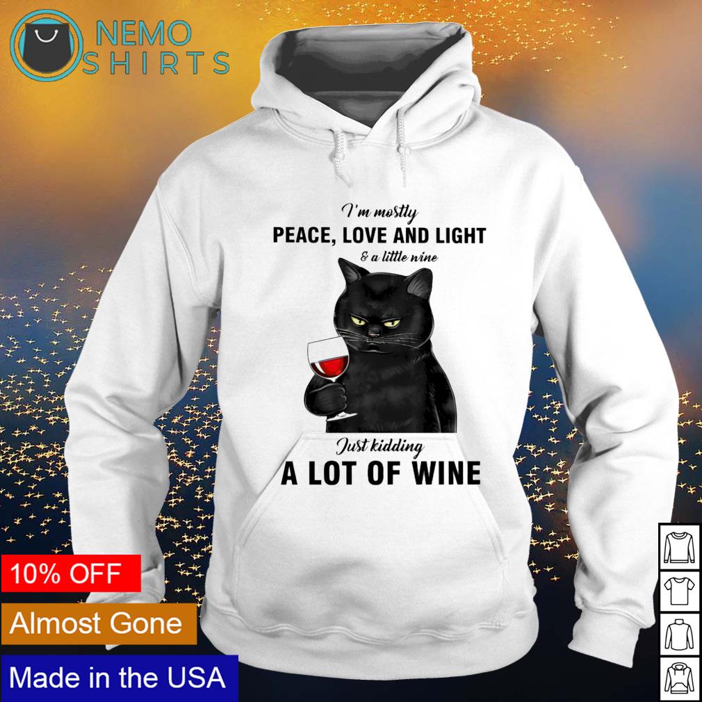 Cat I'm mostly peace love and light a little wine - Adult & Kids T-Shirts, Sweatshirts & Hoodies apparel design preview 2