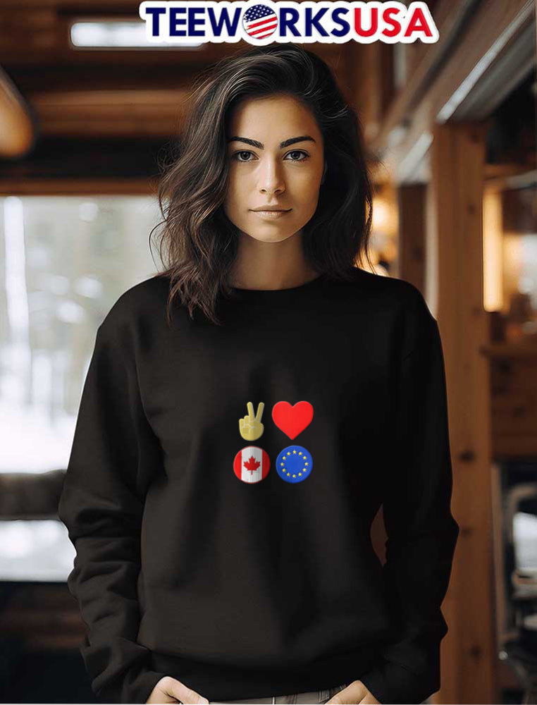Peace love Canada European Union - Adult & Kids T-Shirts, Sweatshirts & Hoodies apparel design preview 7