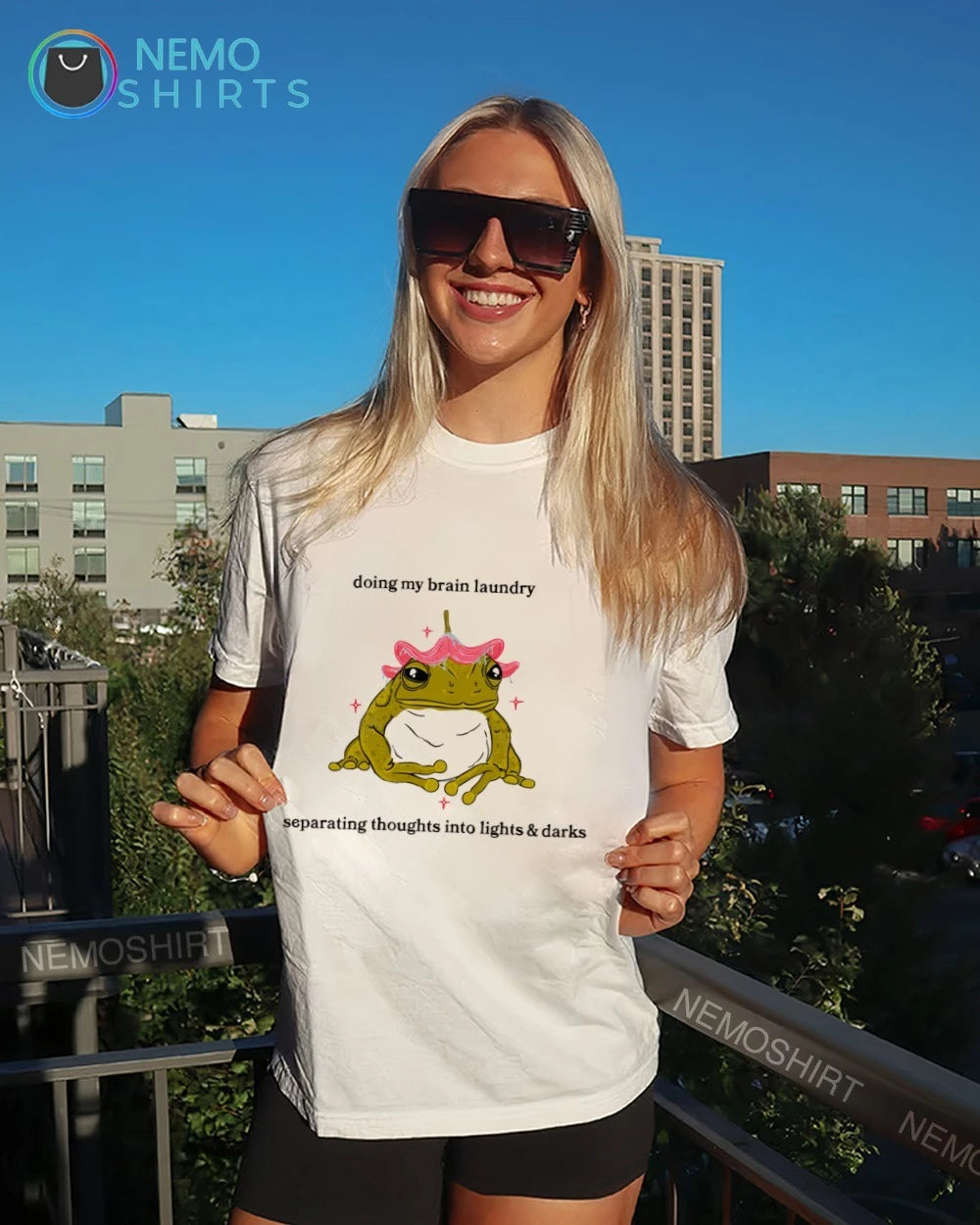 Brain Laundry Frog Separating Thoughts into Lights - Adult & Kids T-Shirts, Sweatshirts & Hoodies apparel design preview 6