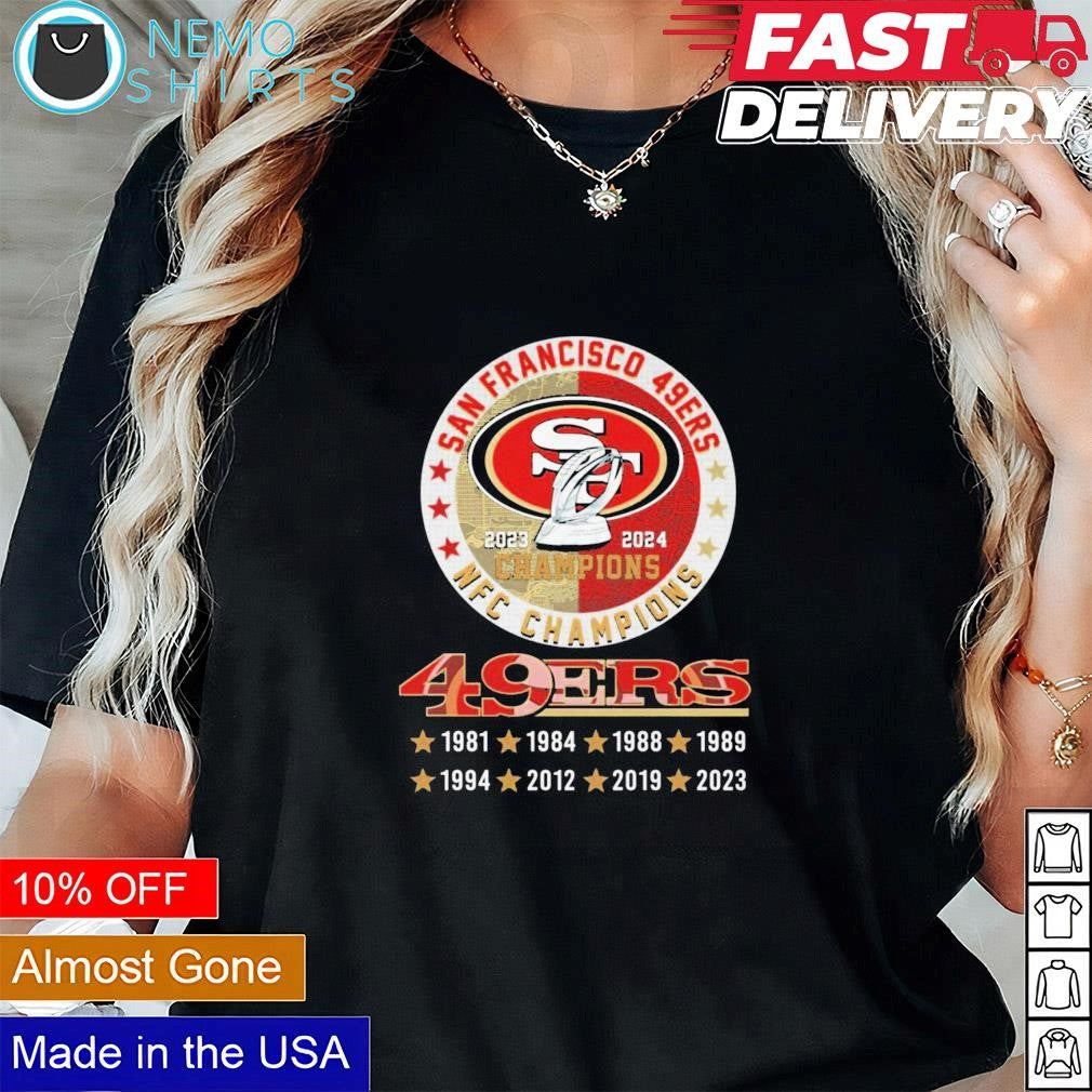 San Francisco 49ers 2023 2024 NFC champions circle - Adult & Kids T-Shirts, Sweatshirts & Hoodies apparel design preview 3