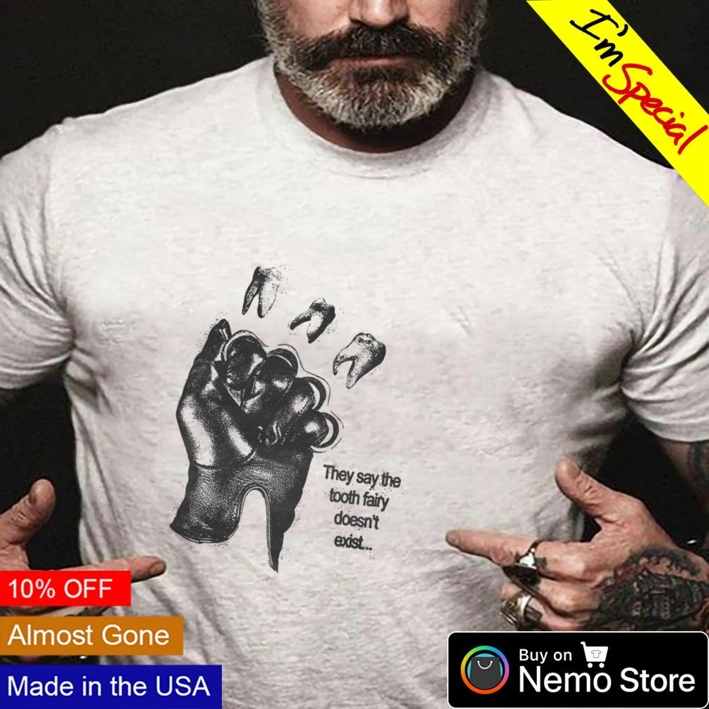 They Say the Tooth Fairy Doesn't Exist Brass Knuckles - Adult & Kids T-Shirts, Sweatshirts & Hoodies apparel design preview 3