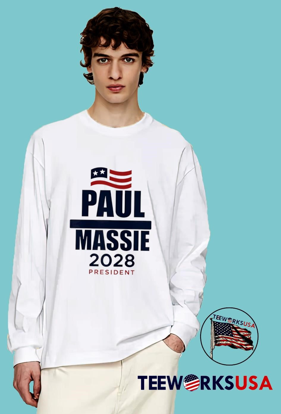 Paul Massie 2028 President - Adult & Kids T-Shirts, Sweatshirts & Hoodies apparel design preview 4