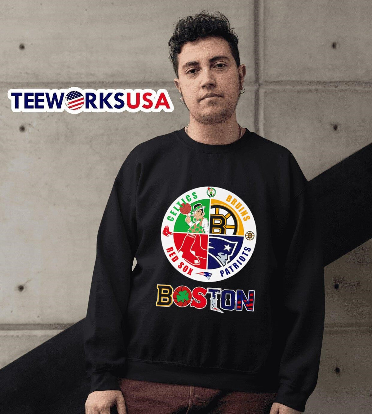 Boston Celtics Bruins Red Sox and Patriots logo - Adult & Kids T-Shirts, Sweatshirts & Hoodies apparel design preview 6