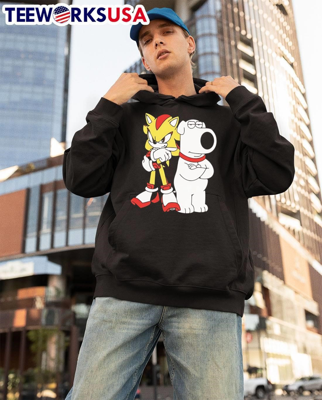 Shadow the hedgehog and brian griffin - Adult & Kids T-Shirts, Sweatshirts & Hoodies apparel design preview 3