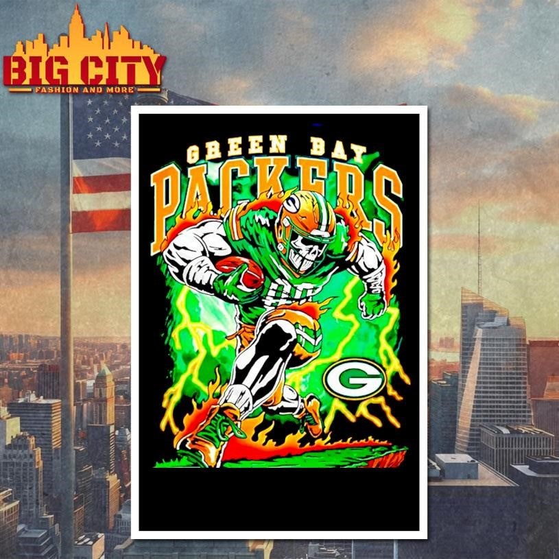 Green Bay Packers Rush Player Skeleton Christmas - Adult & Kids T-Shirts, Sweatshirts & Hoodies apparel design preview 4