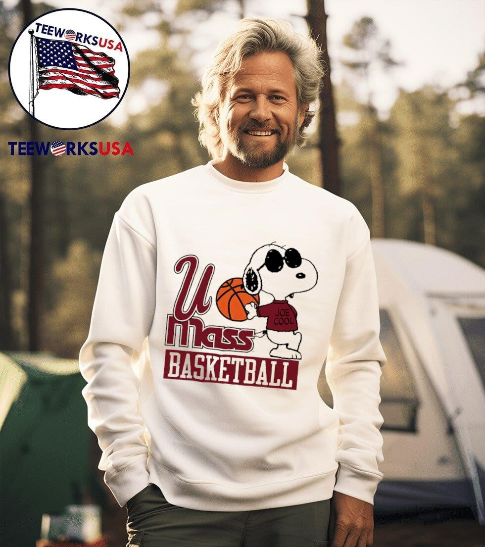UMass Minutemen basketball X Peanuts Snoopy Joe Cool - Adult & Kids T-Shirts, Sweatshirts & Hoodies apparel design preview 3
