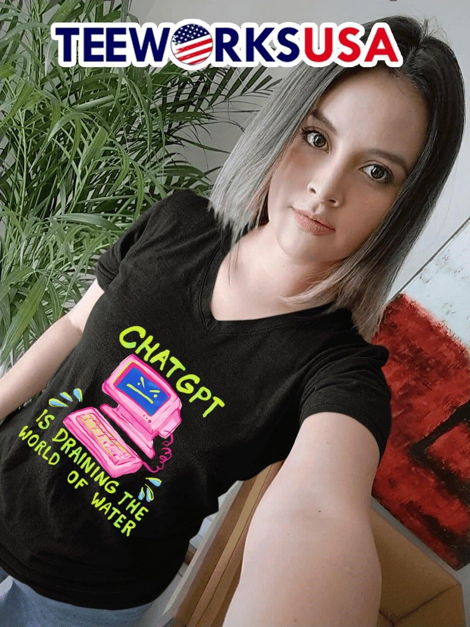 Chat GPT is draining the world of water - Adult & Kids T-Shirts, Sweatshirts & Hoodies apparel design preview 7