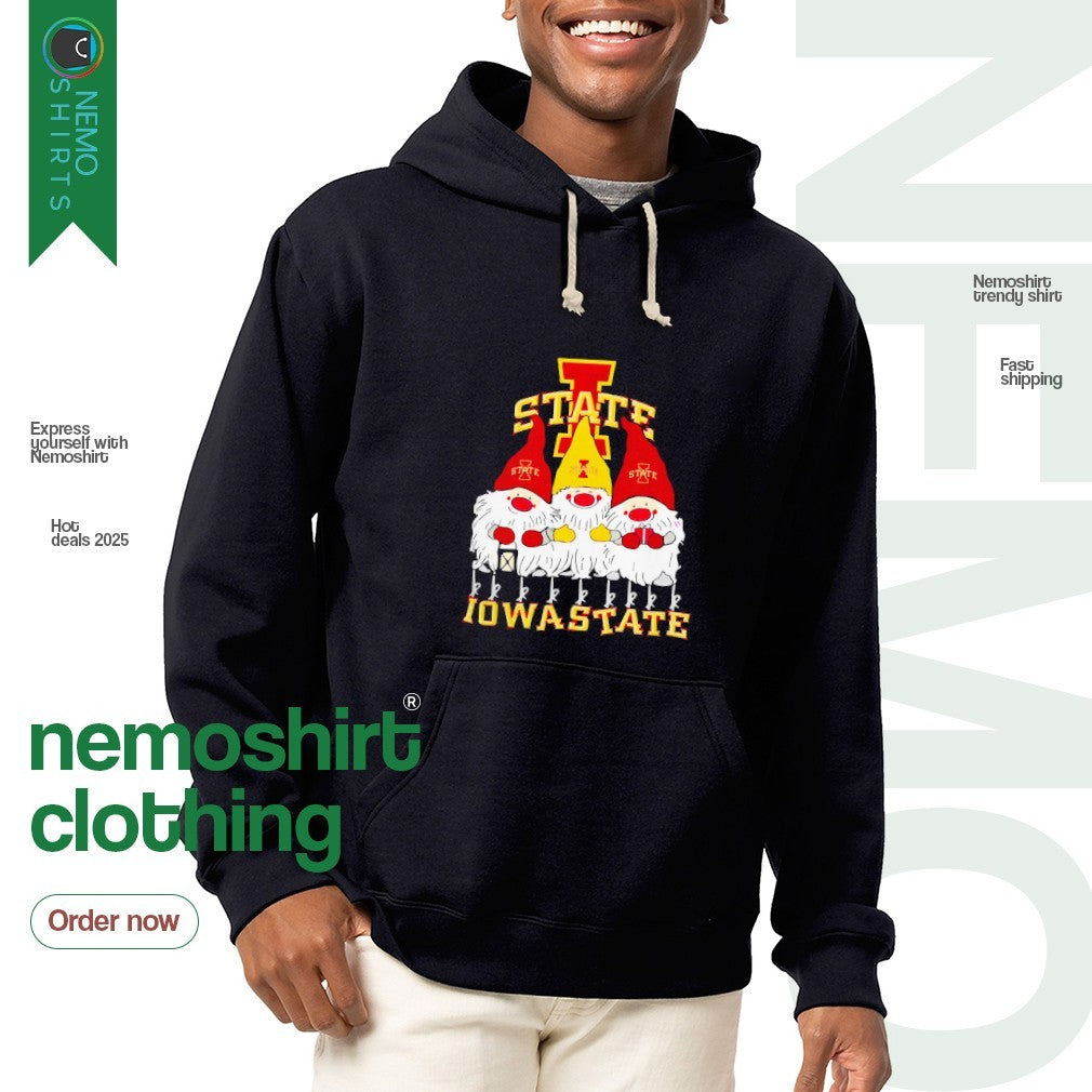 Gnome happy face Iowa State Cyclones Christmas - Adult & Kids T-Shirts, Sweatshirts & Hoodies apparel design preview 2