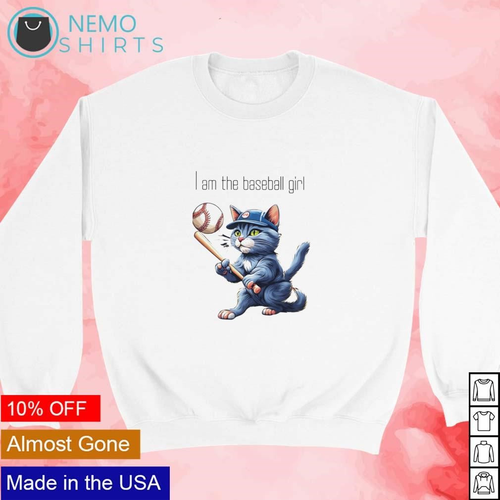 I am the baseball girl cat - Adult & Kids T-Shirts, Sweatshirts & Hoodies apparel design preview 3