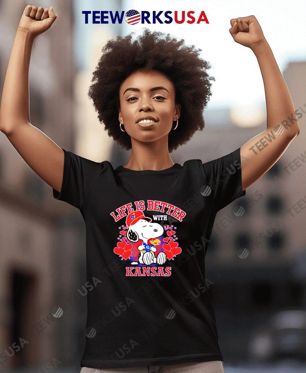 Snoopy Life Is Better With Kansas Jayhawks - Adult & Kids T-Shirts, Sweatshirts & Hoodies apparel design preview 8