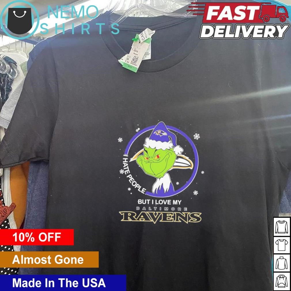 Grinch I hate people but love my Baltimore Ravens - Adult & Kids T-Shirts, Sweatshirts & Hoodies apparel design preview 5