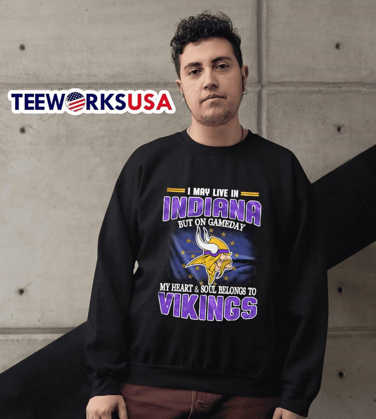 I may live in Indiana but on gameday my heart and - Adult & Kids T-Shirts, Sweatshirts & Hoodies apparel design preview 6
