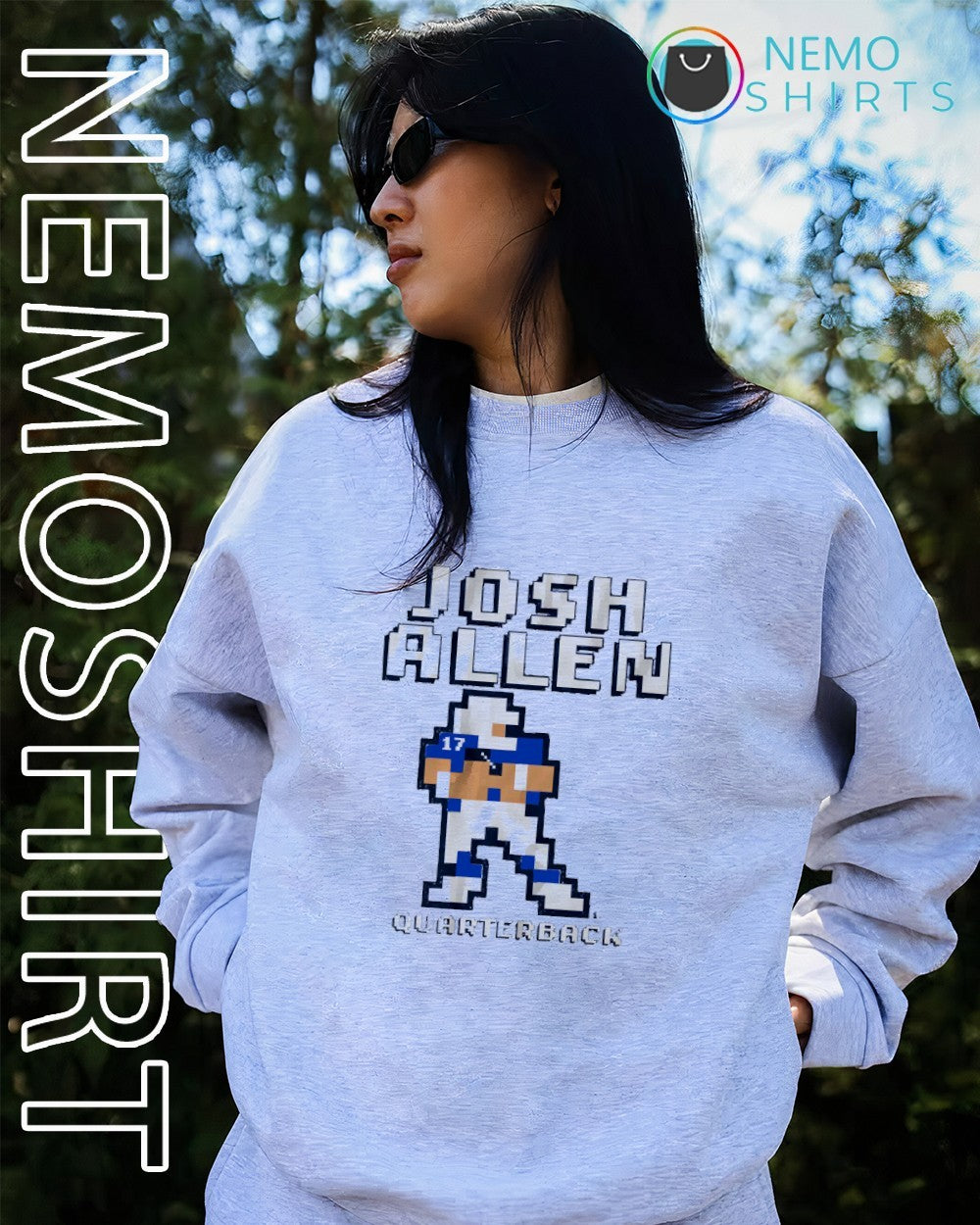 Josh Allen quarterback Buffalo Bills pixel - Adult & Kids T-Shirts, Sweatshirts & Hoodies apparel design preview 4
