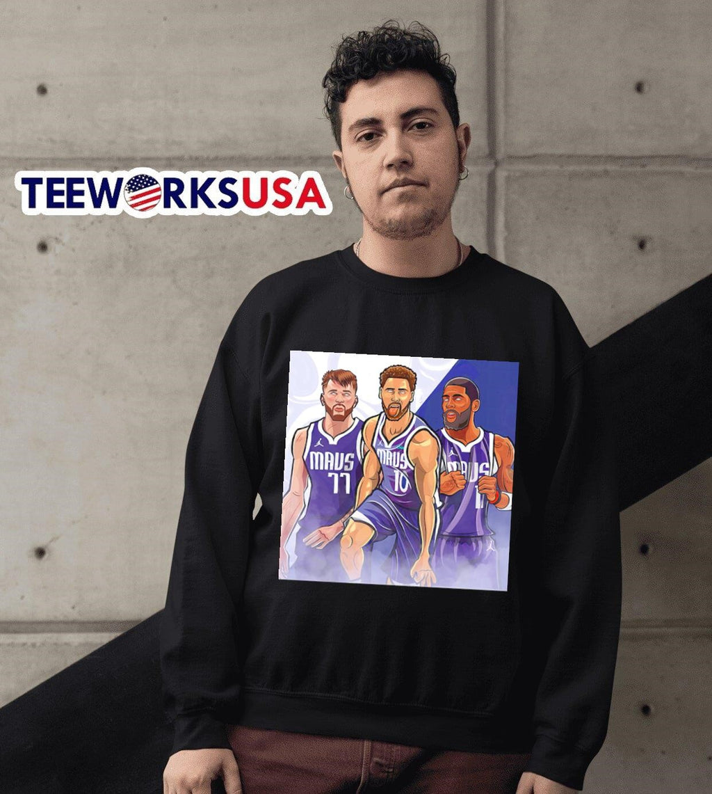 Luka Doncic Kyrie Irving and Klay Thompson Dallas - Adult & Kids T-Shirts, Sweatshirts & Hoodies apparel design preview 3