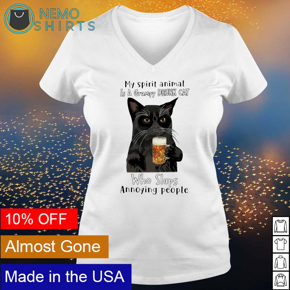My spirit animal is a grumpy drunk cat who slaps - Adult & Kids T-Shirts, Sweatshirts & Hoodies apparel design preview 5