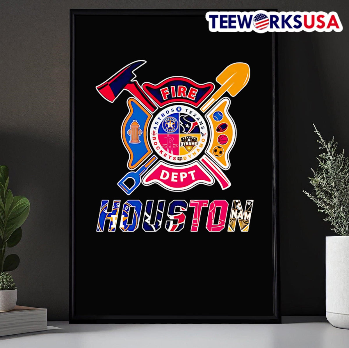 Fire dept Houston Astros Texans Dynamo Rockets - Adult & Kids T-Shirts, Sweatshirts & Hoodies apparel design preview 5