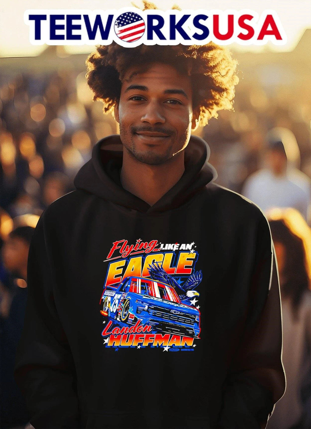 Flying Like an Eagle Landon Huffman Race Truck - Adult & Kids T-Shirts, Sweatshirts & Hoodies apparel design preview 2