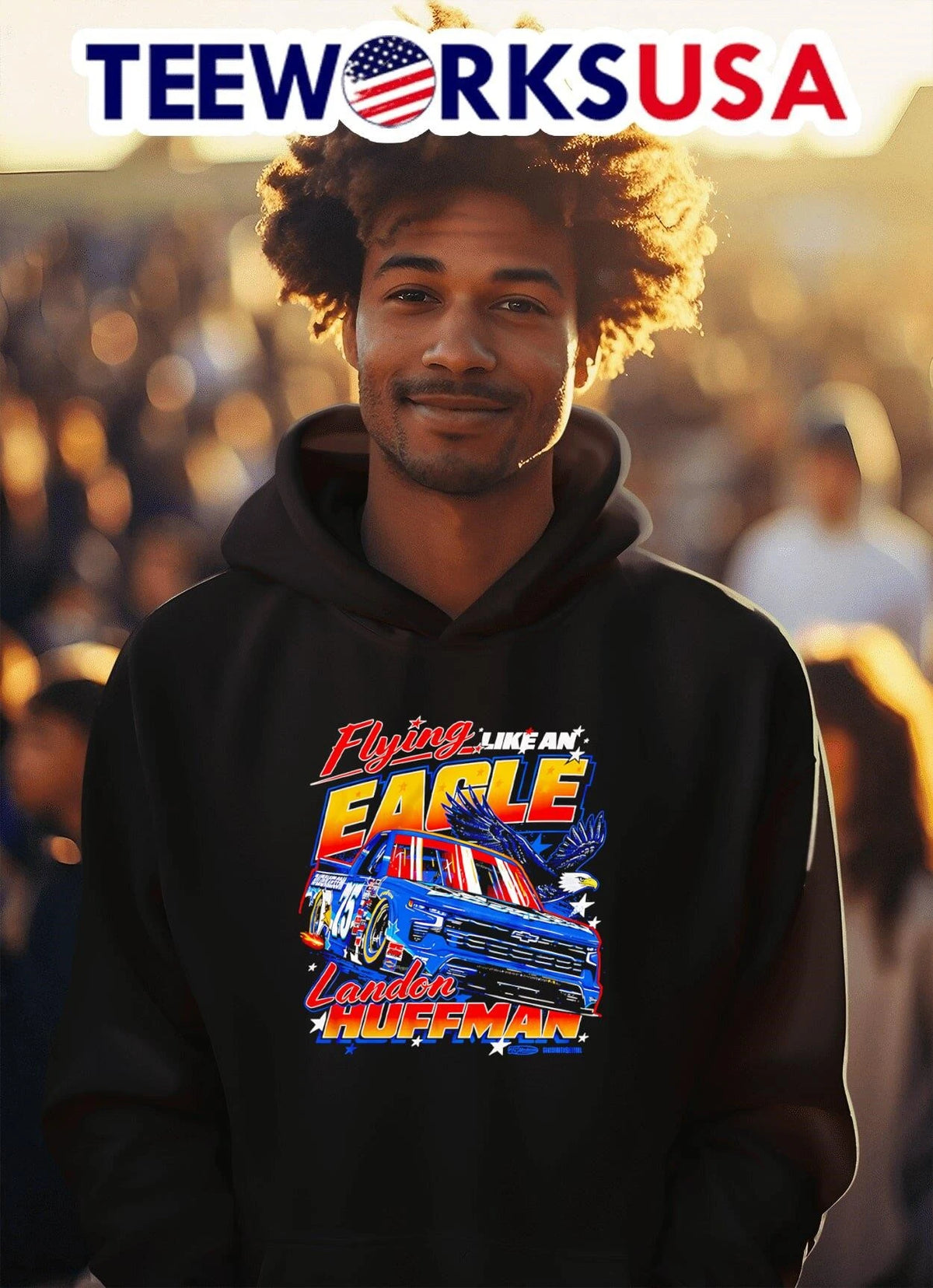 Flying Like an Eagle Landon Huffman Race Truck - Adult & Kids T-Shirts, Sweatshirts & Hoodies apparel design preview 2