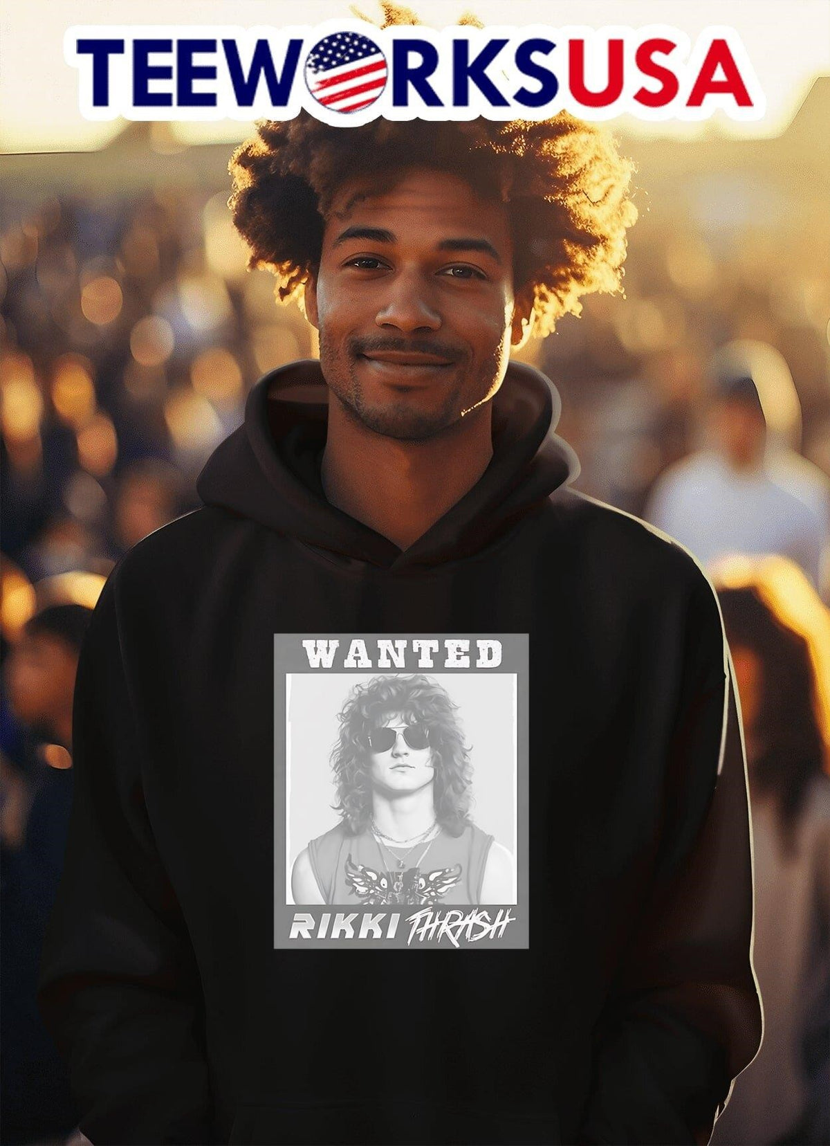 Wanted Rikki Thrash - Adult & Kids T-Shirts, Sweatshirts & Hoodies apparel design preview 2