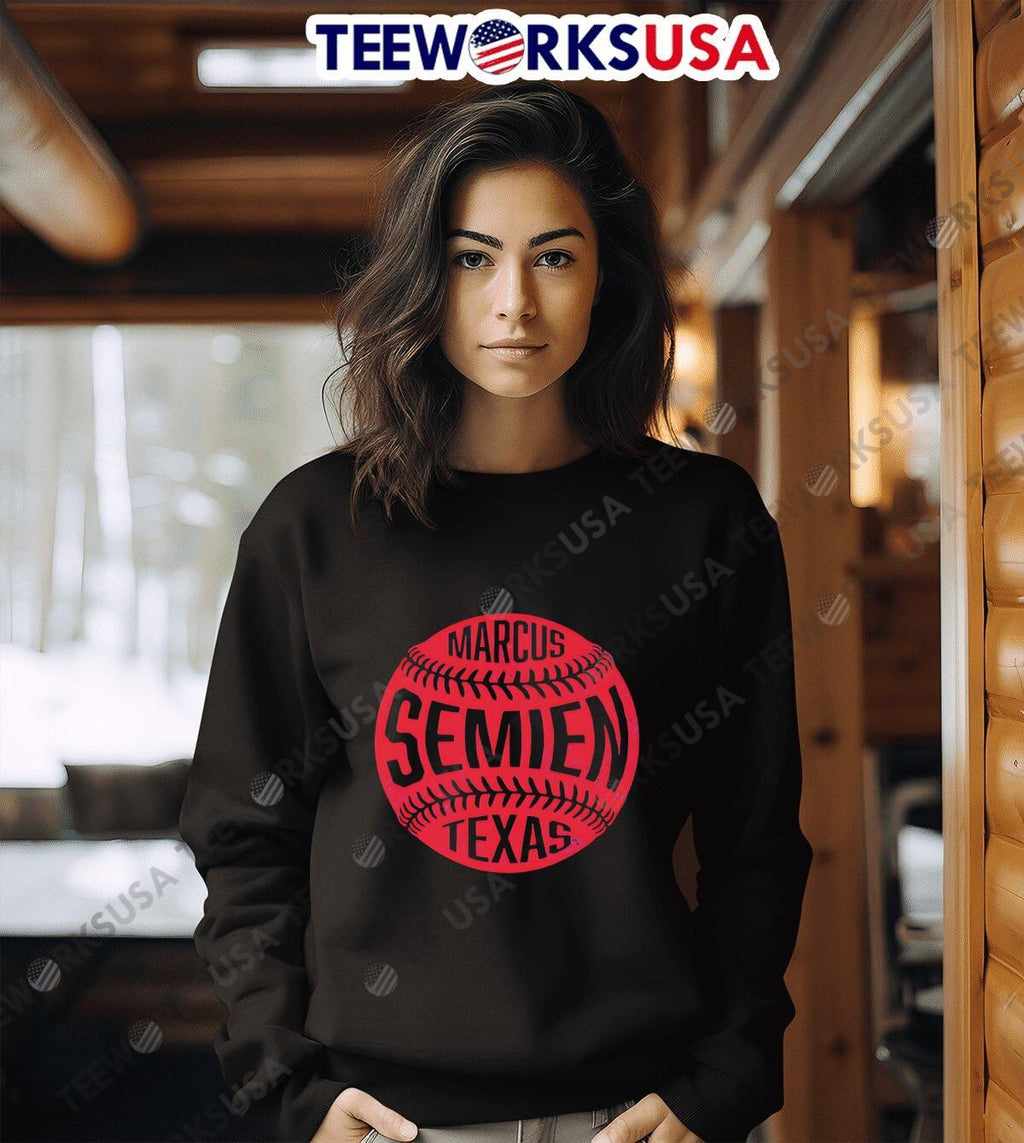 Marcus Semien Texas Vintage Baseball - Adult & Kids T-Shirts, Sweatshirts & Hoodies apparel design preview 6