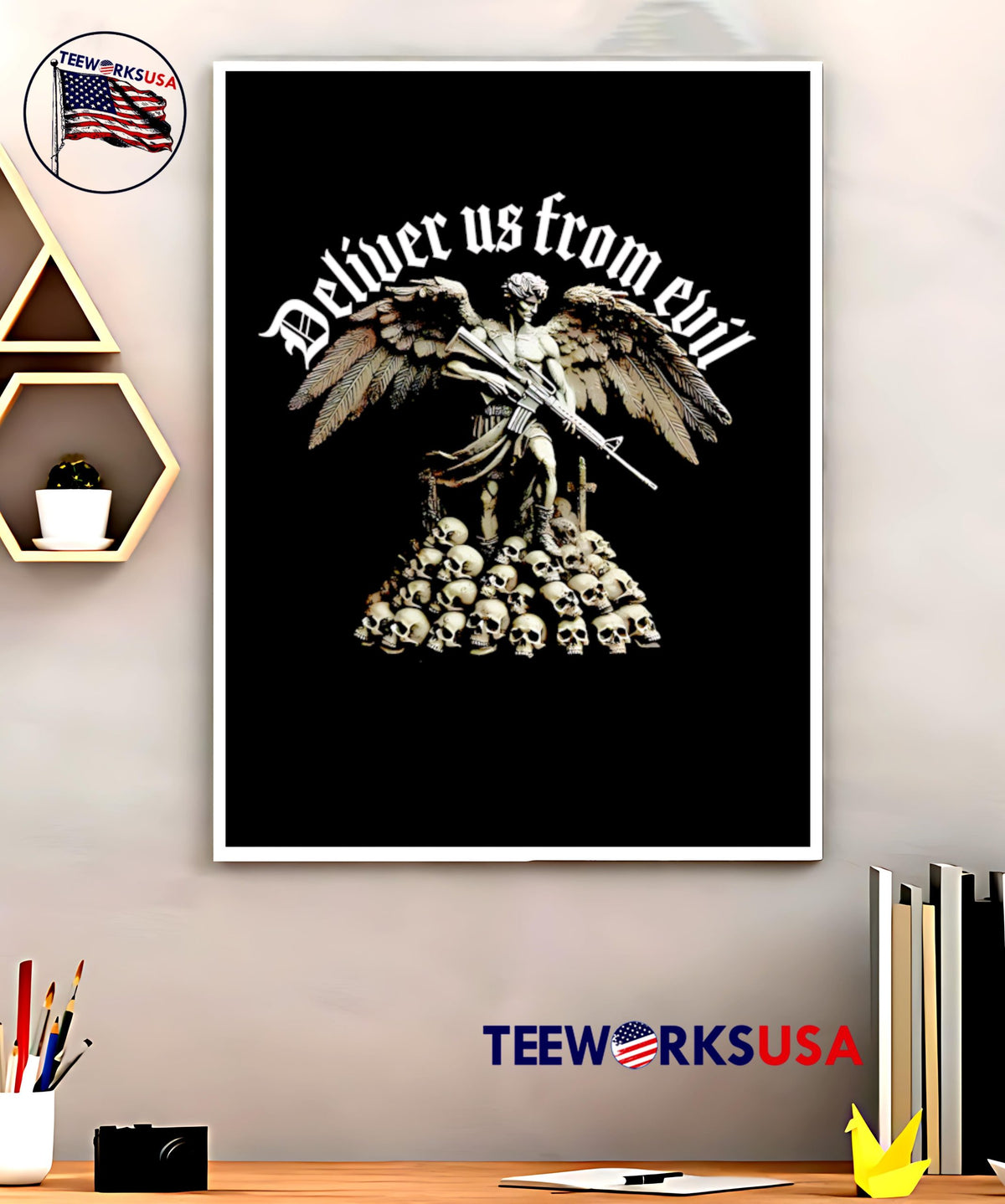 Deliver us from evil gun - Adult & Kids T-Shirts, Sweatshirts & Hoodies apparel design preview 5