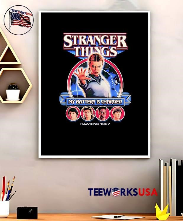 Stranger Things My Battery Is Charged Hawkins 1987 - Adult & Kids T-Shirts, Sweatshirts & Hoodies apparel design preview 5