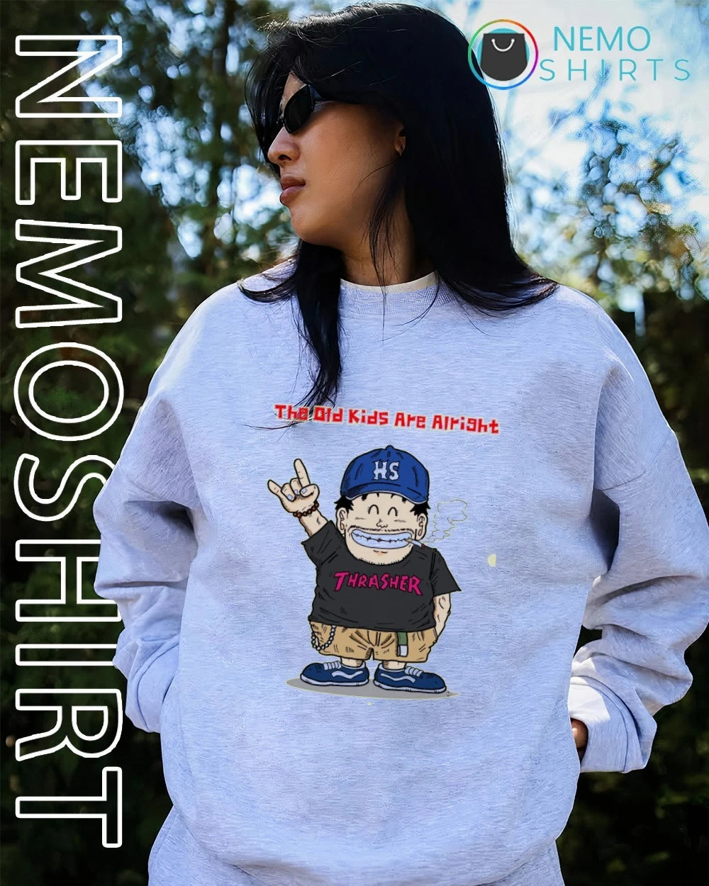 The Old Kids Are Alright Thrasher HS Character - Adult & Kids T-Shirts, Sweatshirts & Hoodies apparel design preview 4