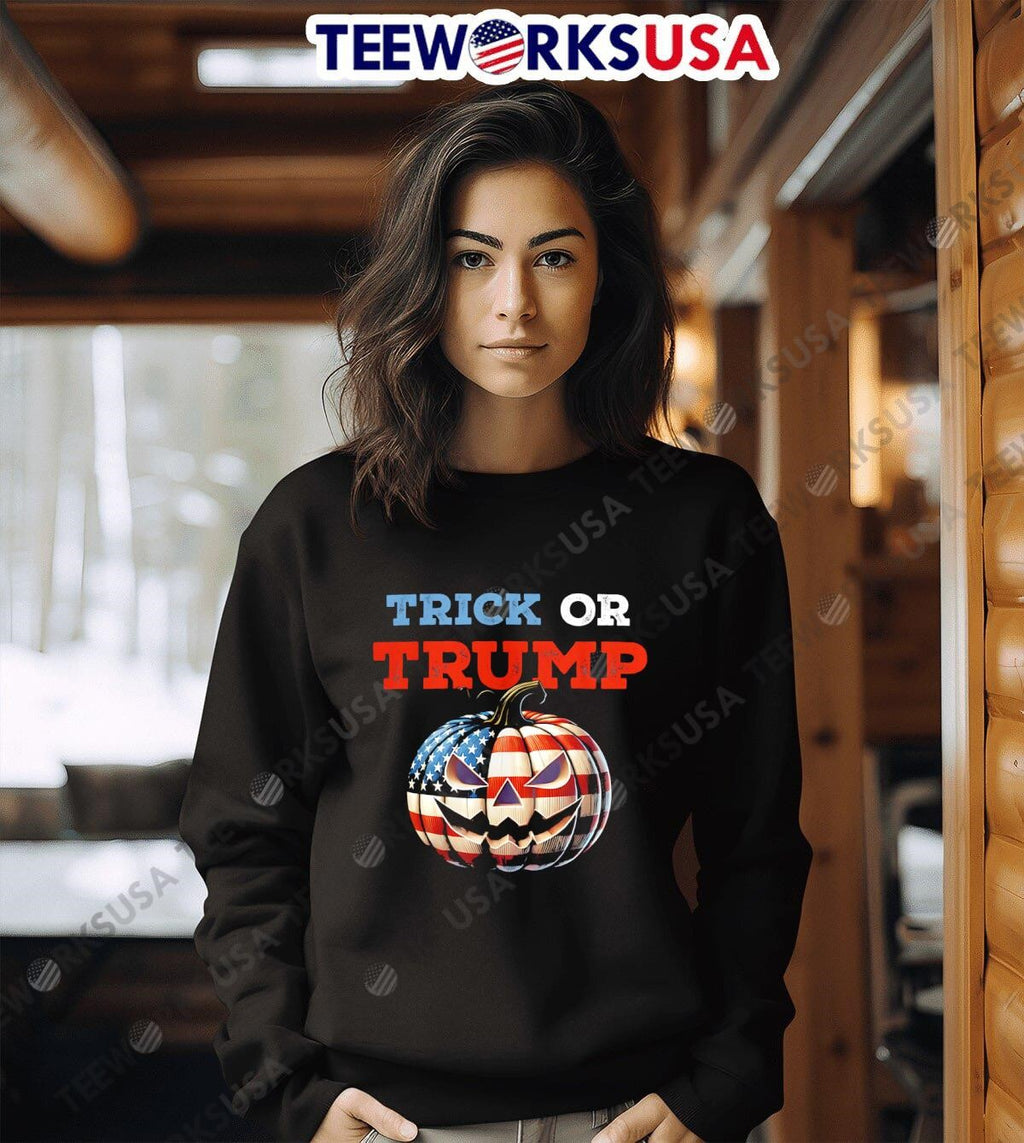 Trick or Trump pumpkin America flag - Adult & Kids T-Shirts, Sweatshirts & Hoodies apparel design preview 3