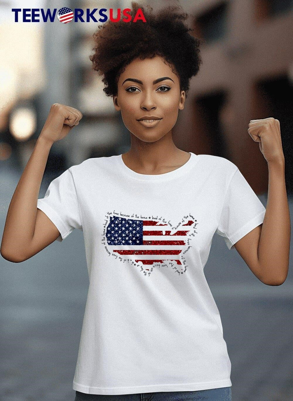 Faux Sequin America Map Land Of The Free - Adult & Kids T-Shirts, Sweatshirts & Hoodies apparel design preview 8