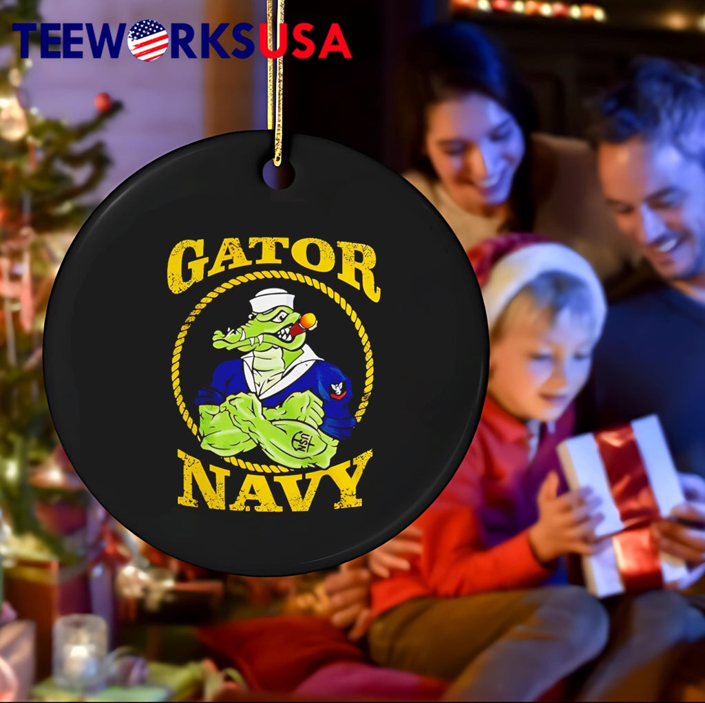 Gator Navy mascot smokes a cigar retro - Adult & Kids T-Shirts, Sweatshirts & Hoodies apparel design preview 4