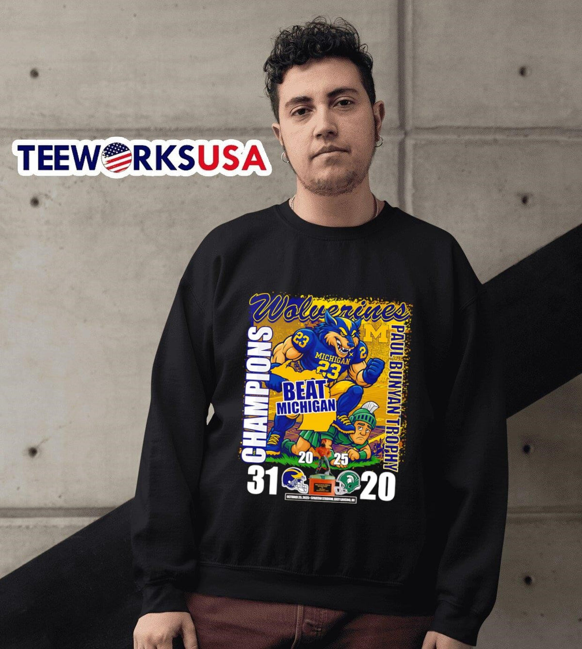 Wolverines Beat Michigan Paul Bunyan Trophy Champions - Adult & Kids T-Shirts, Sweatshirts & Hoodies apparel design preview 6