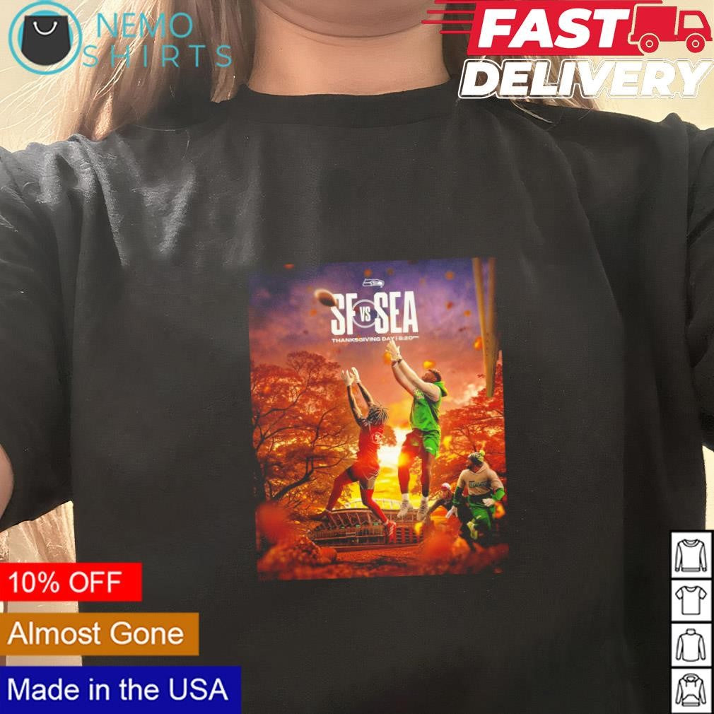 SF 49ers vs Seattle Seahawks Thanksgiving at our - Adult & Kids T-Shirts, Sweatshirts & Hoodies apparel design preview 3
