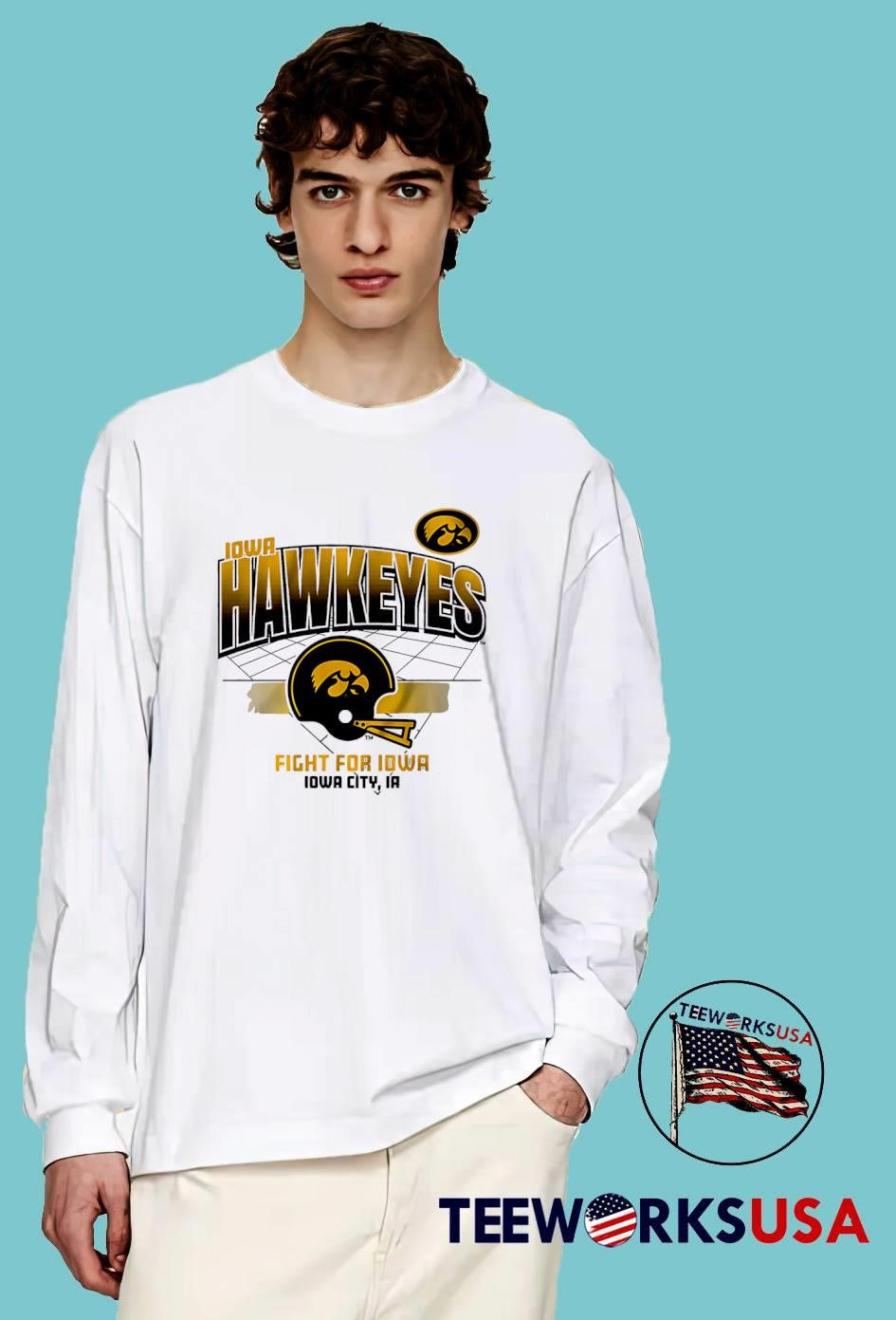 Iowa Hawkeyes Football Helmet Fight For City La - Adult & Kids T-Shirts, Sweatshirts & Hoodies apparel design preview 4
