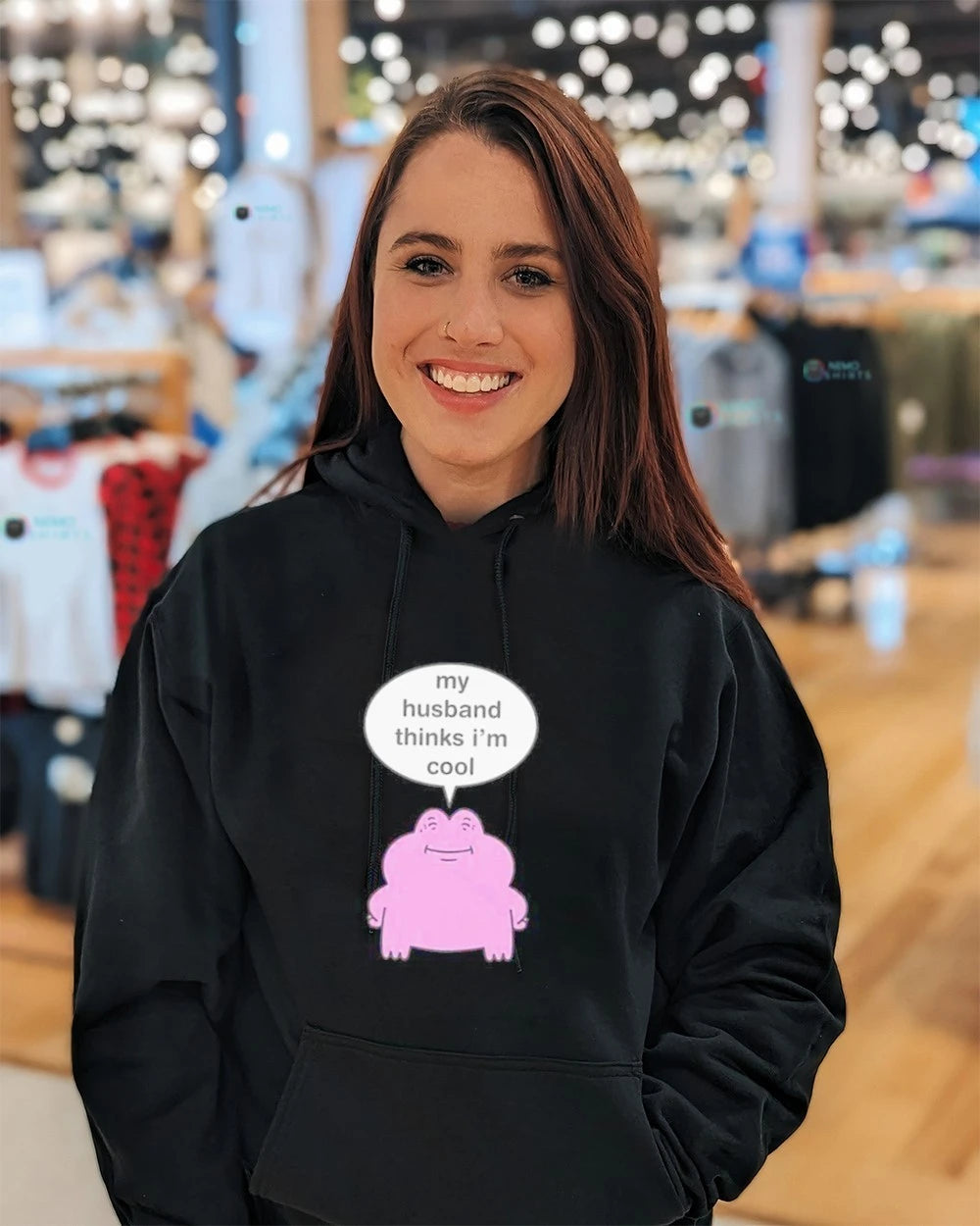 My Husband Thinks I'm Cool Pink Frog funny quote - Adult & Kids T-Shirts, Sweatshirts & Hoodies apparel design preview 4