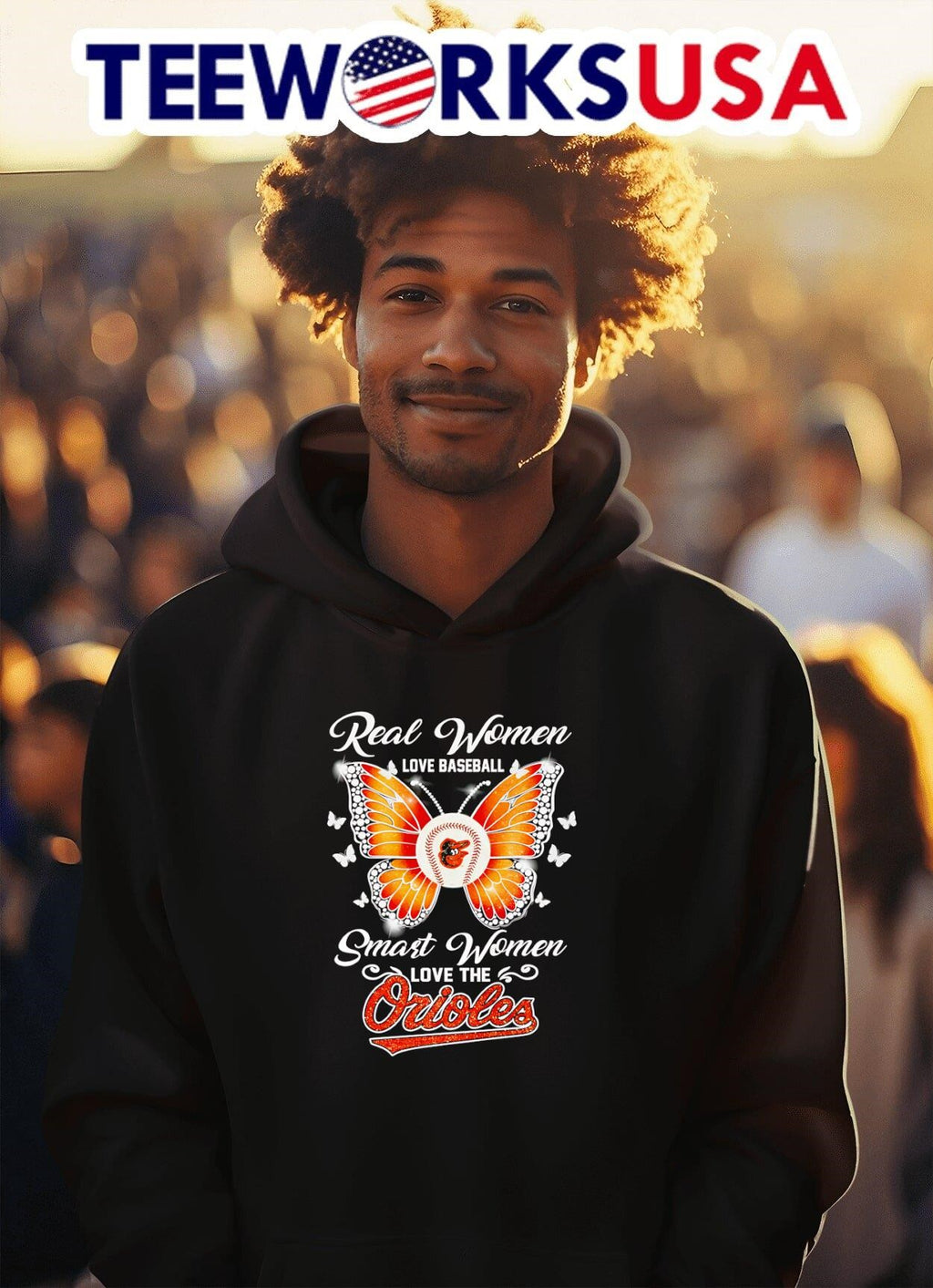 Real women love baseball smart the Orioles butterfly - Adult & Kids T-Shirts, Sweatshirts & Hoodies apparel design preview 2