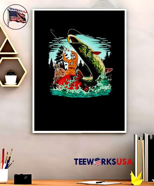 Pike Strike Skeleton - Adult & Kids T-Shirts, Sweatshirts & Hoodies apparel design preview 5