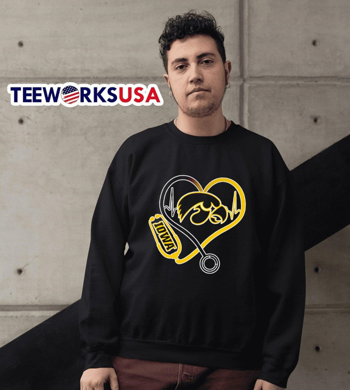 Stethoscope heart Iowa Hawkeyes - Adult & Kids T-Shirts, Sweatshirts & Hoodies apparel design preview 6