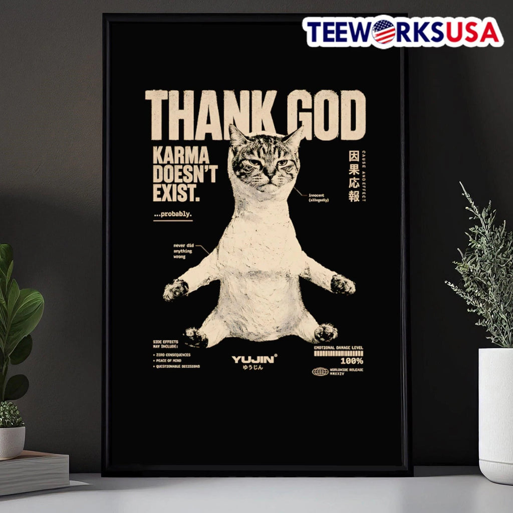 Thank God Karma Doesn't Exist Probably Cat - Adult & Kids T-Shirts, Sweatshirts & Hoodies apparel design preview 5