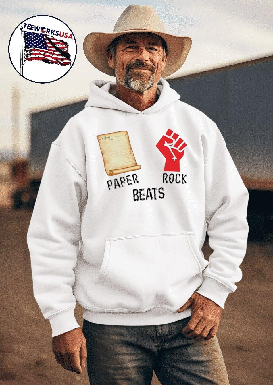 Paper beats rock - Adult & Kids T-Shirts, Sweatshirts & Hoodies apparel design preview 2
