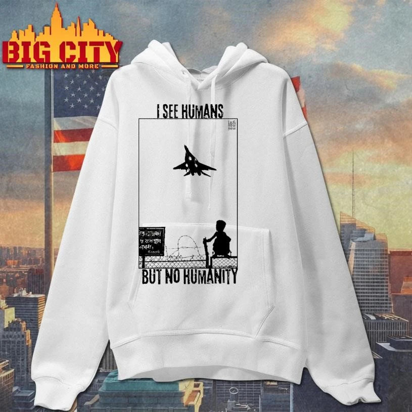 I See Humans But No Humanity Fighter Jet Anti War - Adult & Kids T-Shirts, Sweatshirts & Hoodies apparel design preview 2