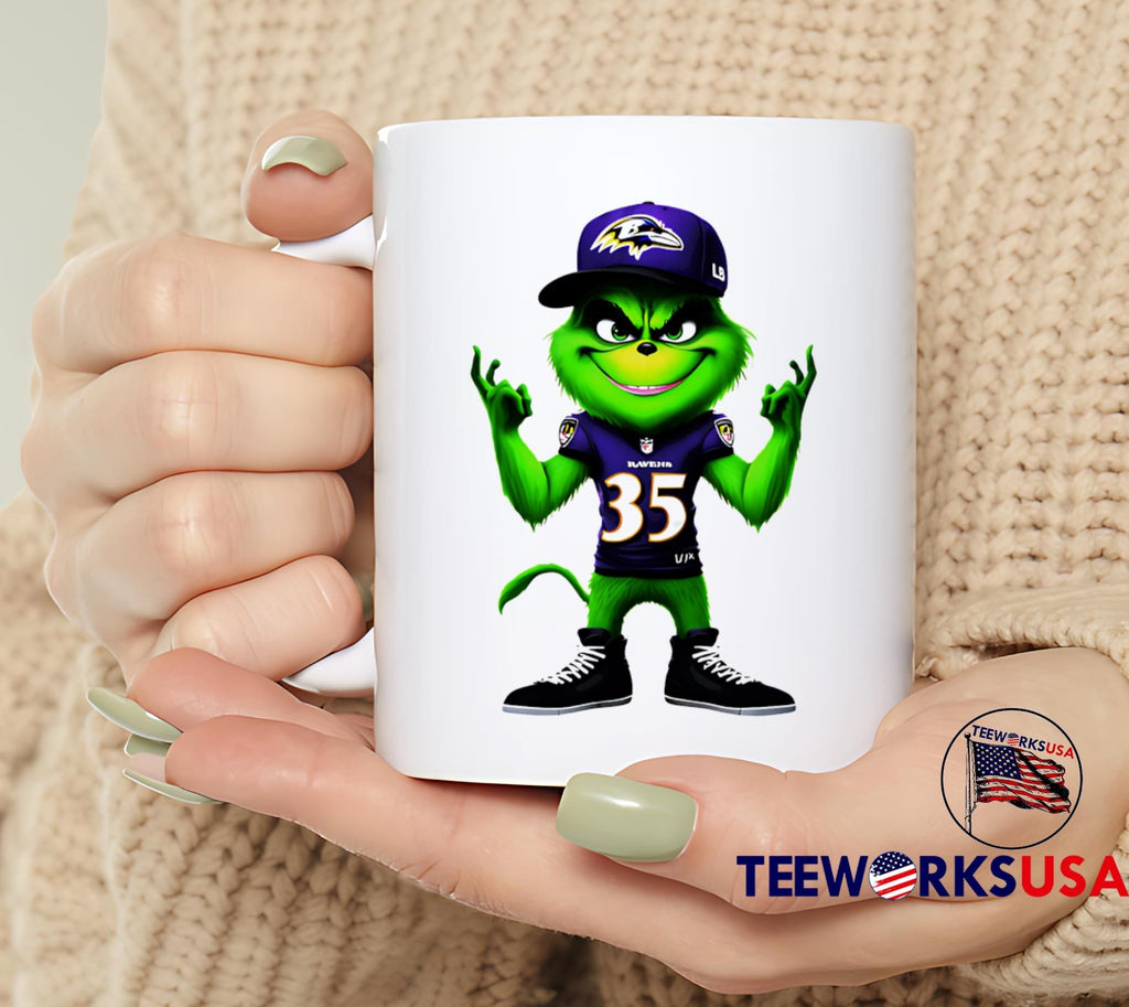 Grinch 35 Michael Rigerman Baltimore Ravens - Adult & Kids T-Shirts, Sweatshirts & Hoodies apparel design preview 6