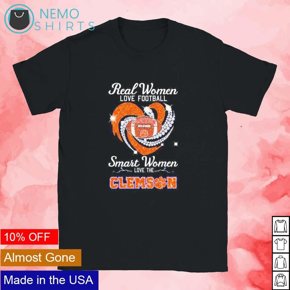 Real women love football smart the Clemson Tigers - Adult & Kids T-Shirts, Sweatshirts & Hoodies apparel design preview 1