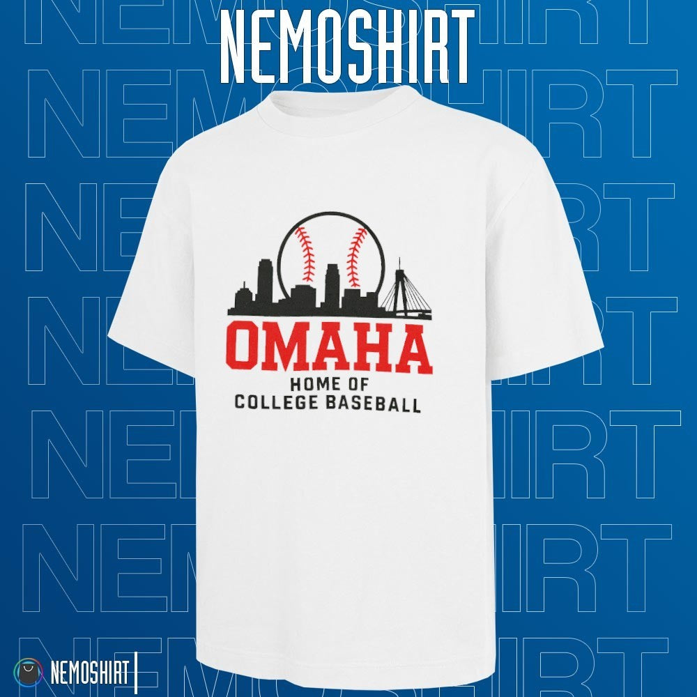 Omaha home of college baseball skyline - Adult & Kids T-Shirts, Sweatshirts & Hoodies apparel design preview 1