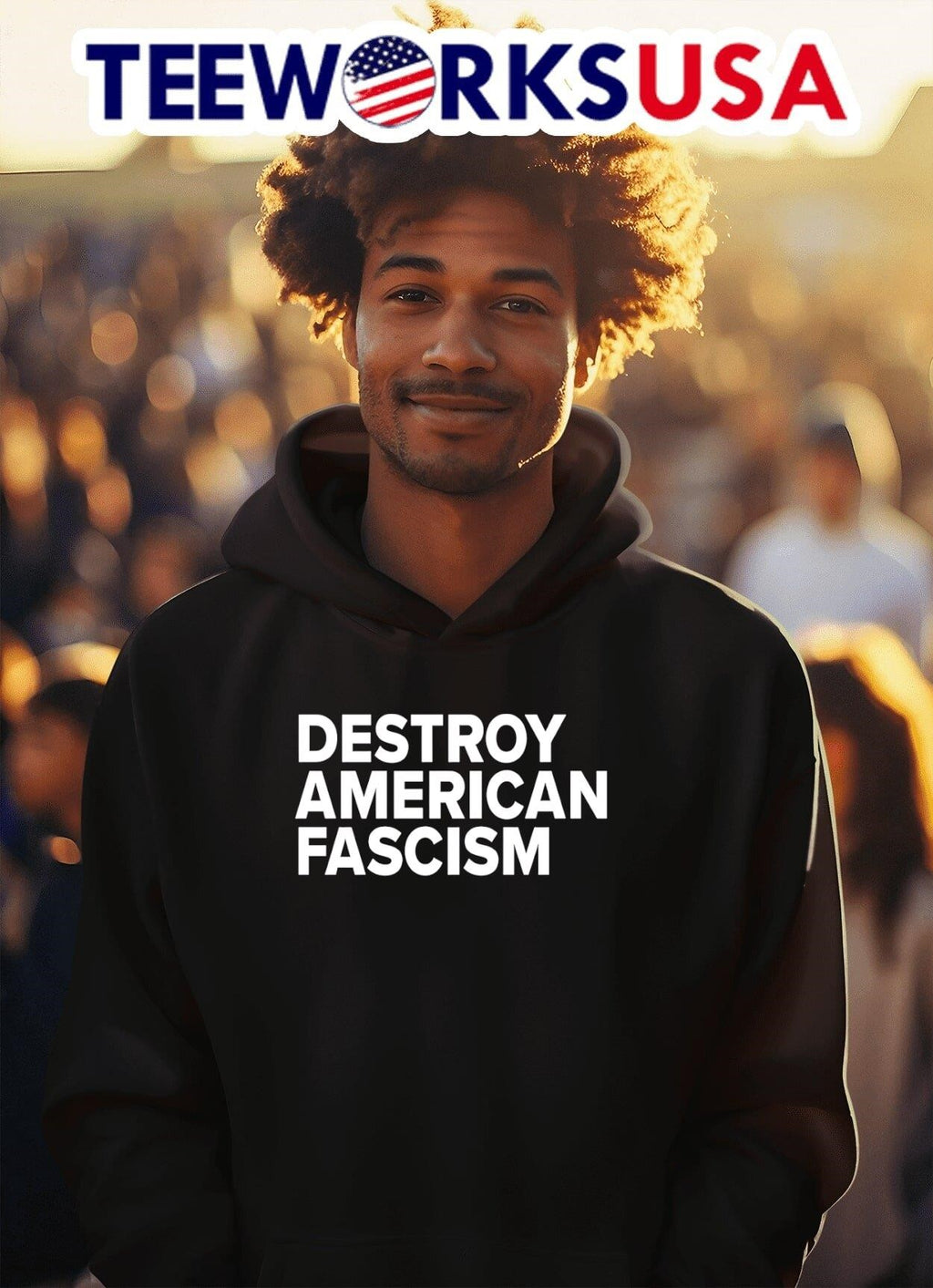 Tom Morello destroy American fascism - Adult & Kids T-Shirts, Sweatshirts & Hoodies apparel design preview 2