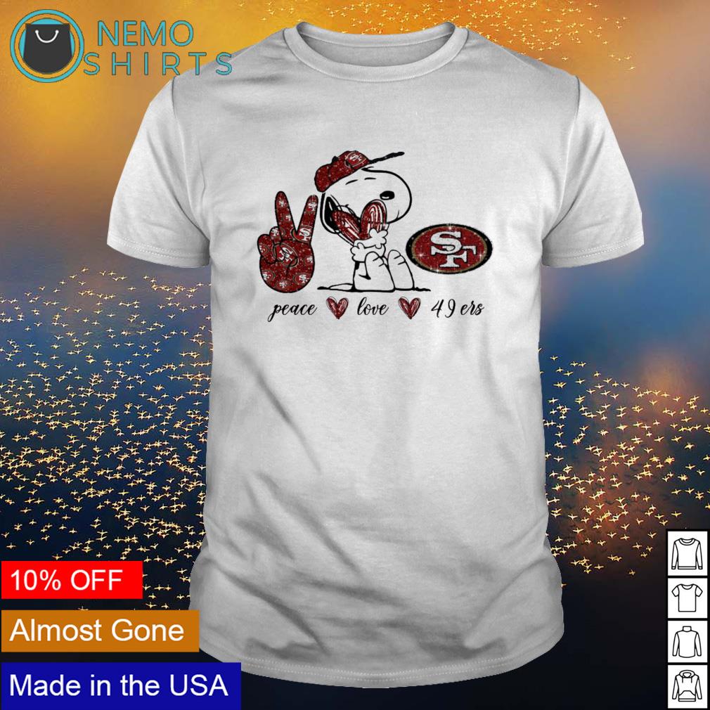Snoopy peace love San Francisco 49ers - Adult & Kids T-Shirts, Sweatshirts & Hoodies apparel design preview 1