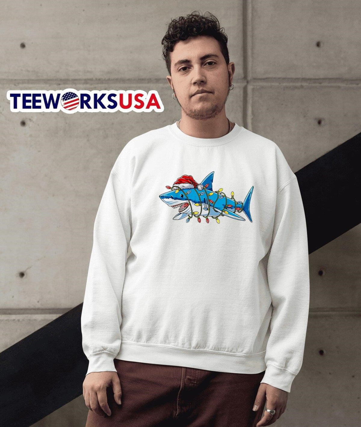 Christmas Lights Shark Print - Adult & Kids T-Shirts, Sweatshirts & Hoodies apparel design preview 3